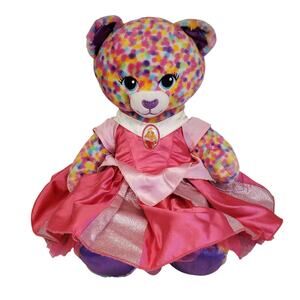 Build A Bear Disney Princess Sleeping Beauty Kitty Cat Rainbow Confetti Leopard